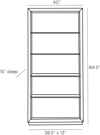 Montana Bookcase - Modern Design with Satin Walnut Finish and Vintage Brass Trim