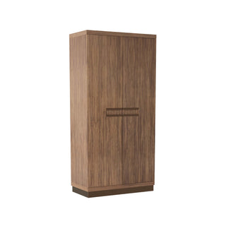 Rutherford Cabinet - Large-Scale Storage in Chateau Gray Ofram Veneer with Bronze-Finished Brass Pulls