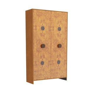 Rowsell Cabinet - Blonde Burl Oak and Olive Ash Veneer with Bronze-Finished Brass Pulls