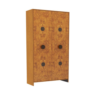 Rowsell Cabinet - Blonde Burl Oak and Olive Ash Veneer with Bronze-Finished Brass Pulls