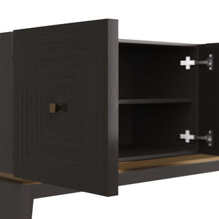 Renata Credenza - Sable-Finished Oak with Stepped Door Fronts and Antique Brass Hardware