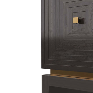 Renata Credenza - Sable-Finished Oak with Stepped Door Fronts and Antique Brass Hardware