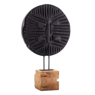 Samirah Sculpture: Hand-Carved Ebony Teak Root with Bronze Metal Pillars