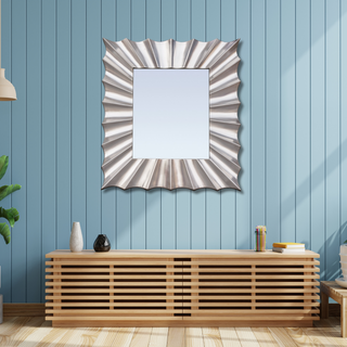 Pleated Elegance Wall Mirror - Unique Design with Textured Pleats for Chic and Distinctive Home Decor