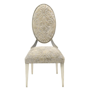 John Richard Ariane Side Chair with Oval Back in Burnished Silver Finish, 44.5"H