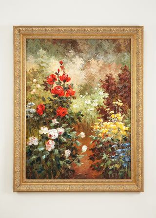 Wild Flowers Hand-Painted Oil Artwork in Gold Frame – 46.5" x 36.5"