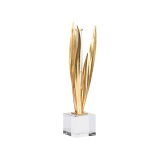 Gold Leaf Vase with Crystal Base – Elegant Decorative Accent