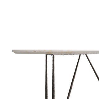 Stewart Console - Playful Sculptural Design with White Marble Top and Forged Iron Legs