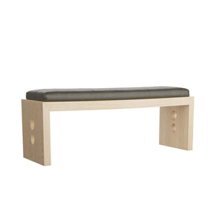 Raul Bench - Graphite Leather Seat with Blonde Oak Base