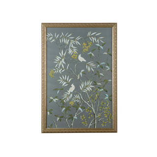 Buckhead Bird Panels – Hand-Painted Watercolor on Silk with Antique Gold Frame and Glass