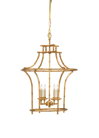 Bamboo Chandelier – Antique Gold Faux Bamboo Design