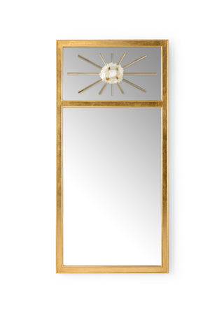 Crystal Trumeau Mirror – 62 Inch Contemporary Rock Crystal Mirror with Antique Gold Frame