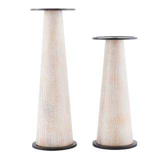 Rotunno Candleholders Set of 2 - Classic Marble and Steel - Indoor Use