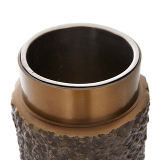 Roderick Vase - Antique Brass Finish - Modern Cast Aluminum Design - Textured Cuff - Water Tight