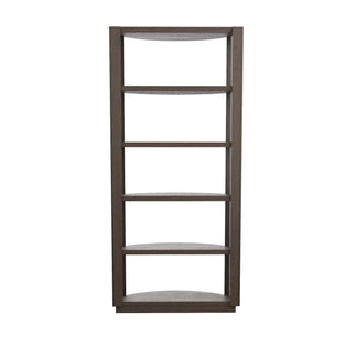 Rosario Ebony Bookshelf - Demilune Silhouette, Mango Wood with Bronze Accents