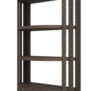 Rosario Ebony Bookshelf - Demilune Silhouette, Mango Wood with Bronze Accents