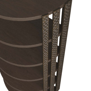 Rosario Ebony Bookshelf - Demilune Silhouette, Mango Wood with Bronze Accents