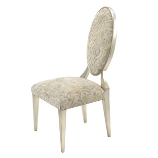 John Richard Ariane Side Chair with Oval Back in Burnished Silver Finish, 44.5"H