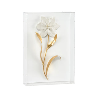 Porcelain Flowers Wall Décor - Antique Gold Leaf & Matte White Porcelain