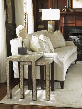 Adler Nesting Tables in Faux Embossed Python Leather w/ Wood Edges by Lexington