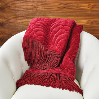 VELVET PARLOR THROW-RED