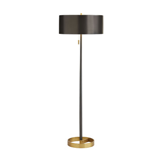 Matte Black and Antique Brass Violetta Floor Lamp - Sophisticated Double Socket Design