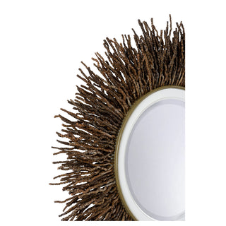 Tala Twig Mirror – 33-Inch Round Nature-Inspired Wall Mirror with Coco Twig Frame and Gold Accent