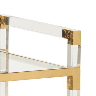 Acrylic Bar Cart with Brass Finish – Modern Clear Design