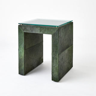 POSH SIDE TABLE-HAIR-ON-HIDE GREEN