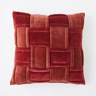 WOVEN PILLOW-BRICK RED