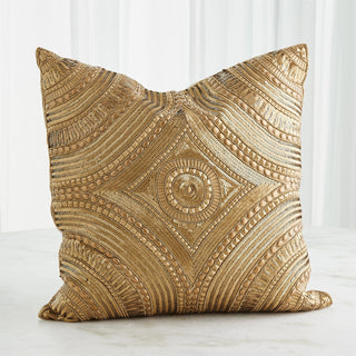 ROMAN BEADED PILLOW-GOLD