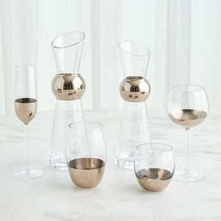 S/4 HAMMERED FOOTED WINE GLASSES-CLEAR W/GOLD RIM (Copy)