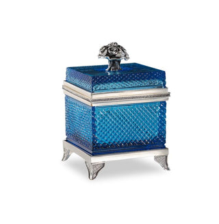 Maitland Smith Pelagic Box - Blue Crystal with Silver-Finished Brass Details