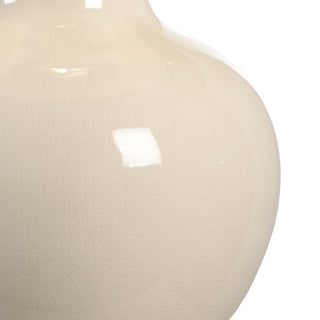 Astor Vase Lamp - Cream Glazed Ceramic with Square Acrylic Base, 32" Height, Cream White Linen Shade