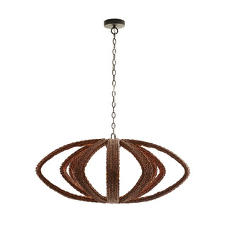 Jurin Pendant - Mid-Century Modern Design with Brown Wooden Beads