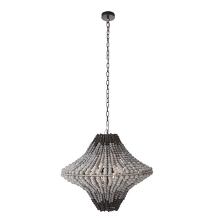 Paradisa Chandelier - Coastal Design with Black and Gray Ombre Coco Beads - Bronze Iron Chain