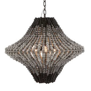 Paradisa Chandelier - Coastal Design with Black and Gray Ombre Coco Beads - Bronze Iron Chain