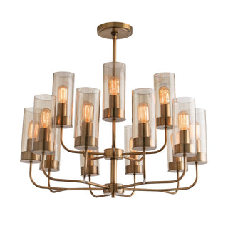 Hammond Chandelier - Contemporary Tiered Design with Antique Brass and Smoke Glass