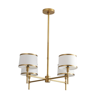 Luciano Chandelier - Modern Classic with Antique Brass Frame and White Linen Shades