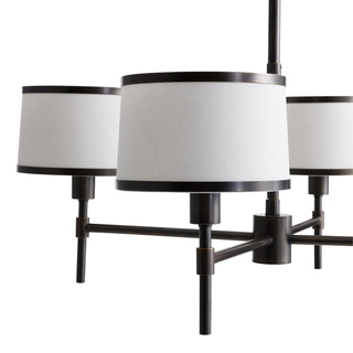 Luciano Chandelier - Modern Classic with Bronze Frame and White Linen Shades