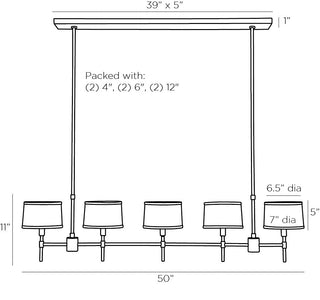 Bronze Luciano Linear Chandelier - Modern Classic 5-Light Fixture