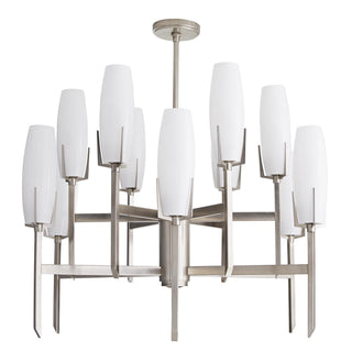 Vintage Silver Keifer Large Chandelier - Modern Geometric 2-Tier Light Fixture