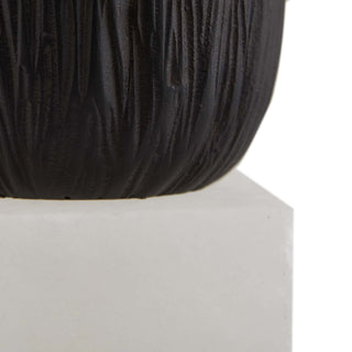 Unique Rennon Sculpture for Artful Embellishment - Champagne Crystal Globe on Ebony Resin Column