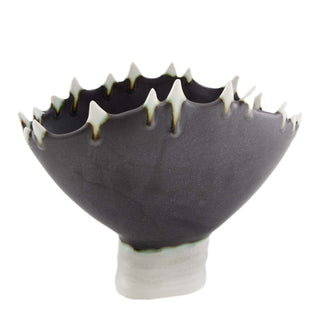 Gunmetal Parana Vase - Maximalist Porcelain with Ivory Crackle Glaze