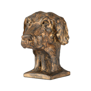 Dog Accent – Antique Gold & Bronze Cast Composite Dog Sculpture, 7" Decorative Accent for Home