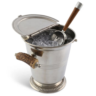 Pewter Ice Bucket with Antler Handles