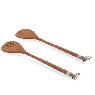 Elk Head Wood Salad Servers