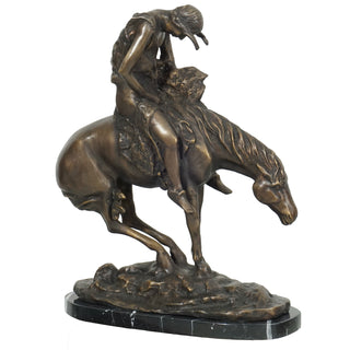 Cowboy on Horse Statue on Marble