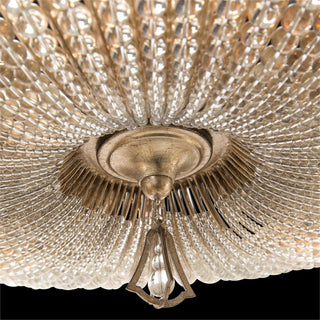 Beaded Crystal Six-Light Semi-Flush Chandelier in Antique Silver Finish with Hand-Beaded Crystals