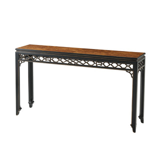 LONG HALL BURL CONSOLE TABLE AL53059